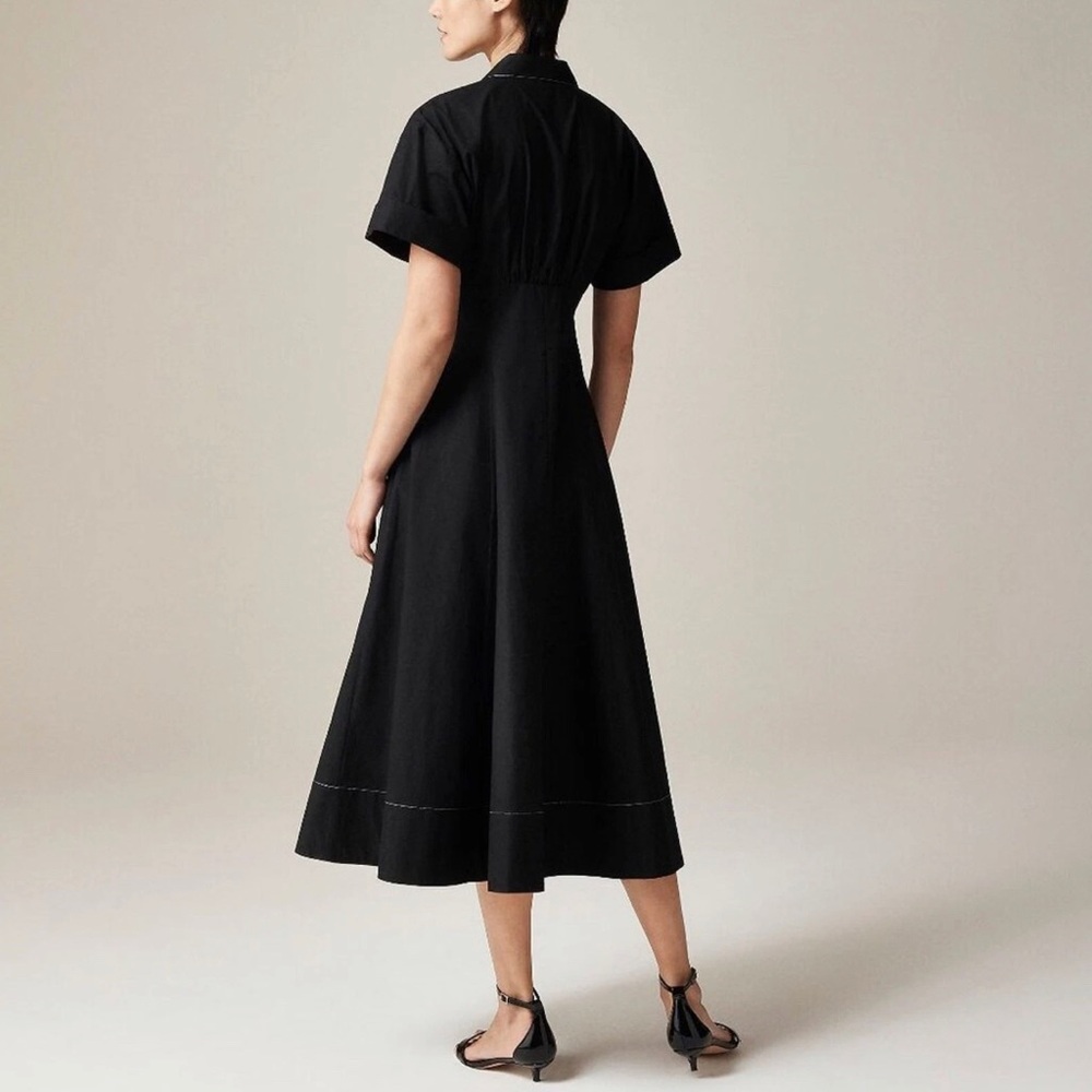 J. Crew Black Short-Sleeve Zip-Front Midi Shirt-Dress - Picture 3 of 10